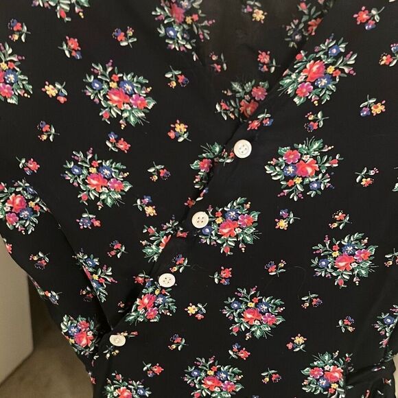 ✨Hanna Anderson Floral Button Down V-Neck 3-4 Sleeves Sz Small Midi Dress✨ - Picture 5 of 5